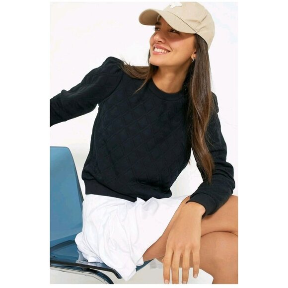 Tuckernuck Sport Sweatshirt Black Puff Sleeve Campbell Pullover Size Medium - Picture 1 of 11